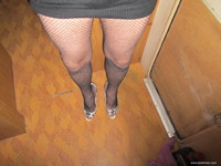 Fishnet stockings heels 12cm short skirt