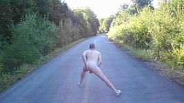 naked on a country road