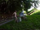 I show myself naked away from a small road