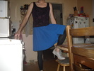 blue pleated skirt